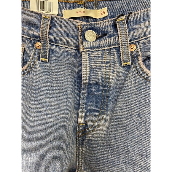 NEW Levi’s High Rise Wedgie Jean Sz 25 Tapered Leg Button Fly Medium Wash Mom - Picture 7 of 12